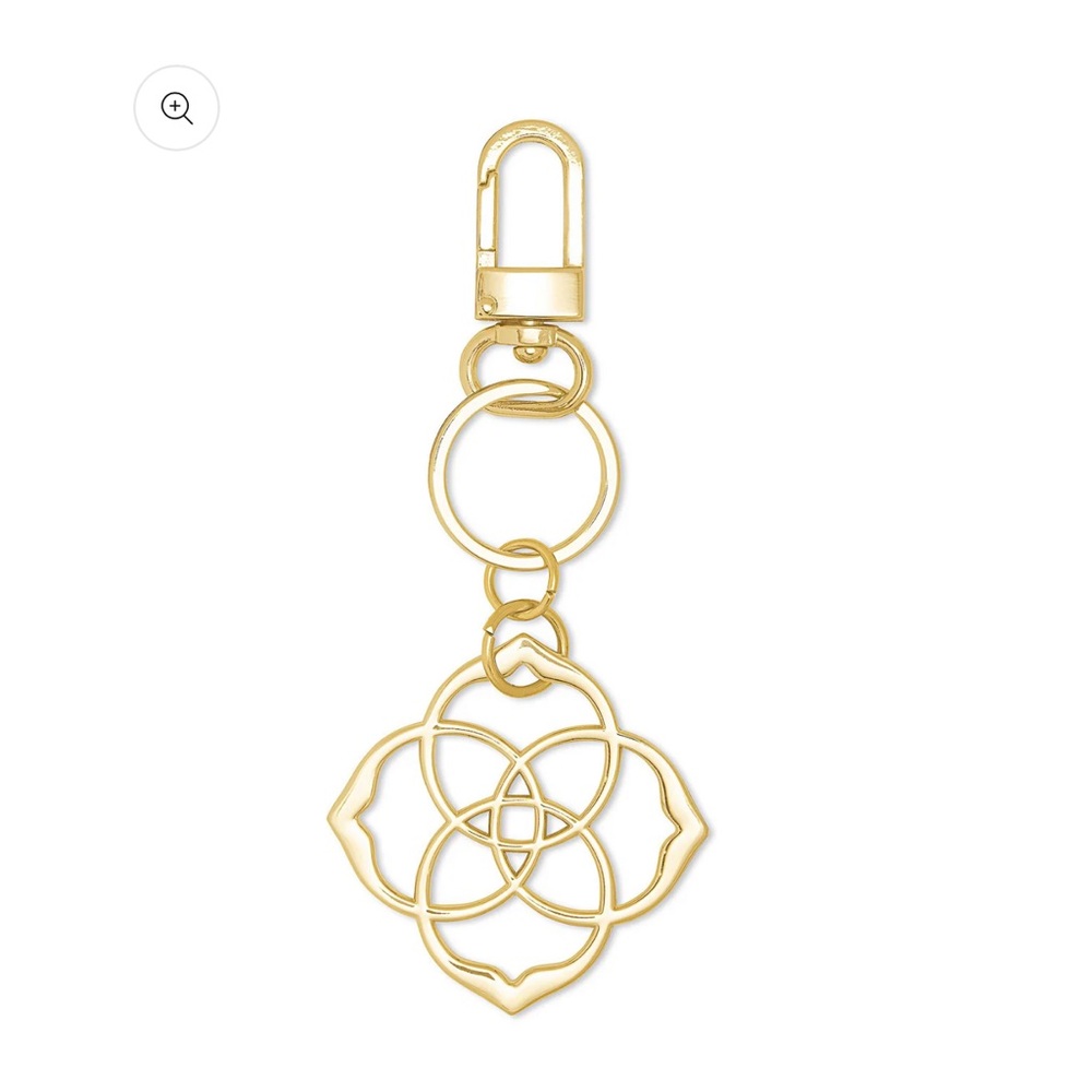 Kendra Scott Signature Dira Medallion Fob Gold Floral Keychain